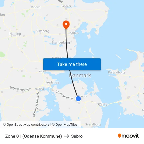 Zone 01 (Odense Kommune) to Sabro map