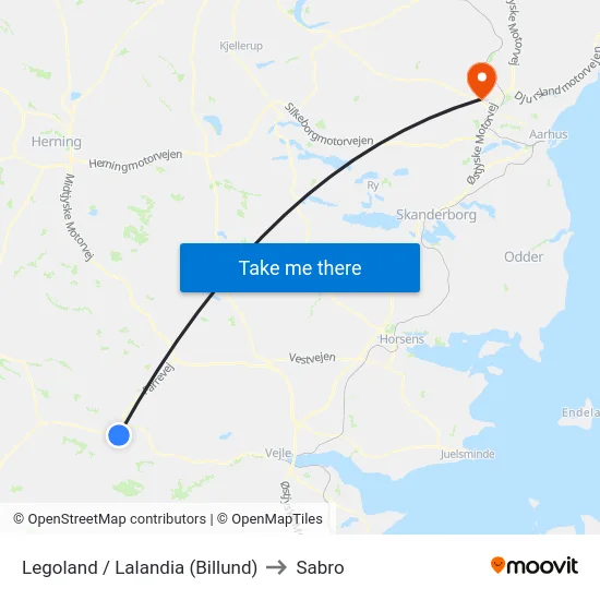 Legoland / Lalandia (Billund) to Sabro map