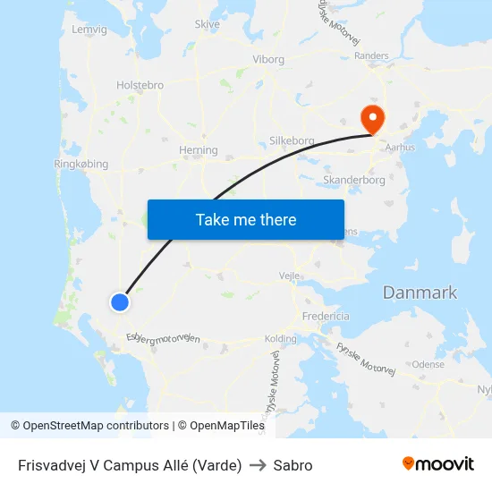 Frisvadvej V Campus Allé (Varde) to Sabro map