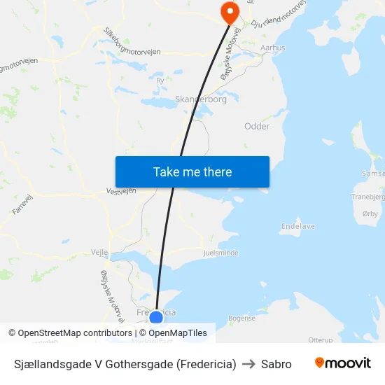 Sjællandsgade V Gothersgade (Fredericia) to Sabro map