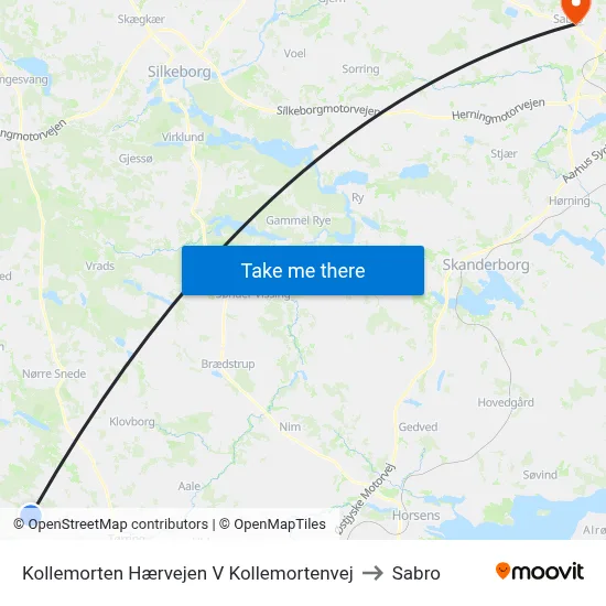 Kollemorten Hærvejen V Kollemortenvej to Sabro map