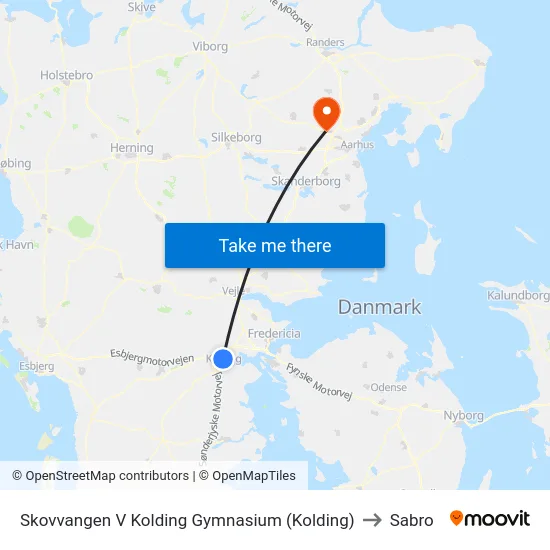 Skovvangen V Kolding Gymnasium (Kolding) to Sabro map