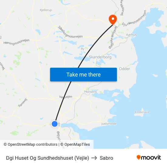 Dgi Huset Og Sundhedshuset (Vejle) to Sabro map