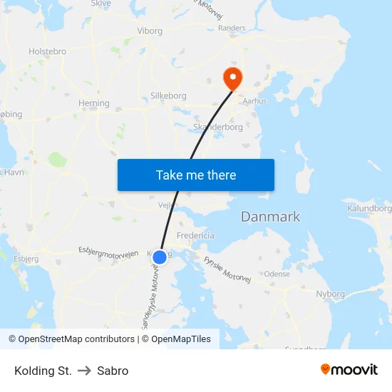 Kolding St. to Sabro map