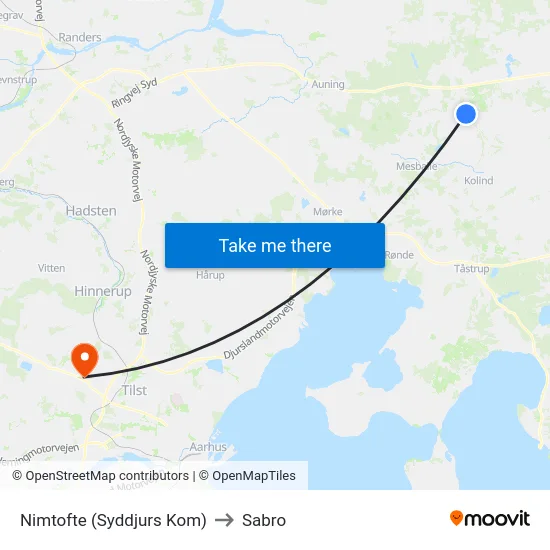 Nimtofte (Syddjurs Kom) to Sabro map