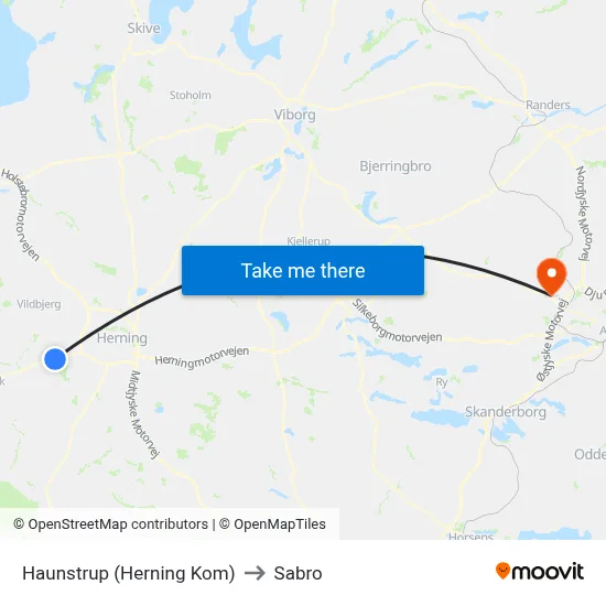 Haunstrup (Herning Kom) to Sabro map