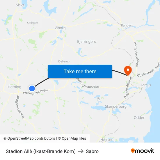 Stadion Allè (Ikast-Brande Kom) to Sabro map