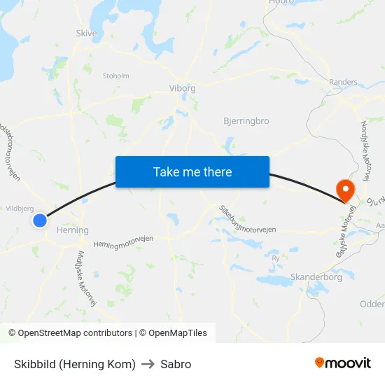 Skibbild (Herning Kom) to Sabro map