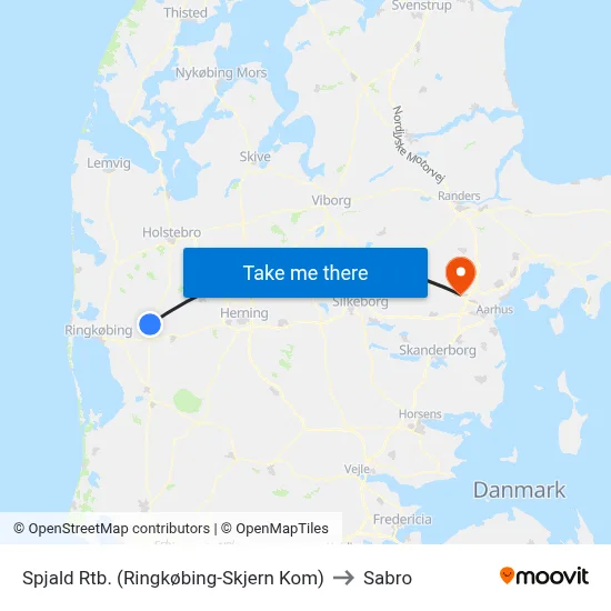 Spjald Rtb. (Ringkøbing-Skjern Kom) to Sabro map