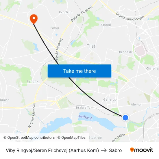 Viby Ringvej/Søren Frichsvej (Aarhus Kom) to Sabro map