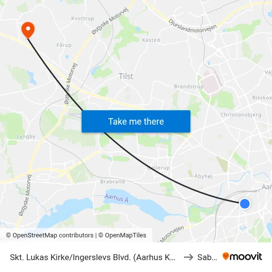 Skt. Lukas Kirke/Ingerslevs Blvd. (Aarhus Kom) to Sabro map