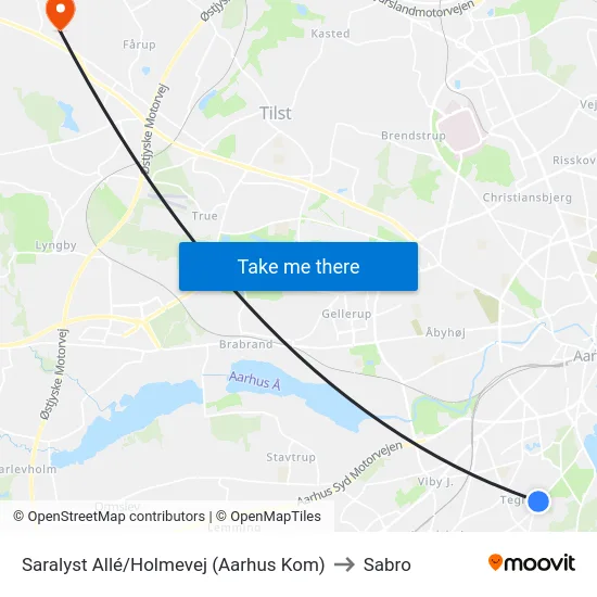 Saralyst Allé/Holmevej (Aarhus Kom) to Sabro map