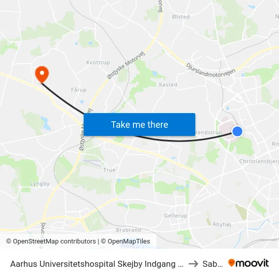 Aarhus Universitetshospital Skejby Indgang E/F to Sabro map