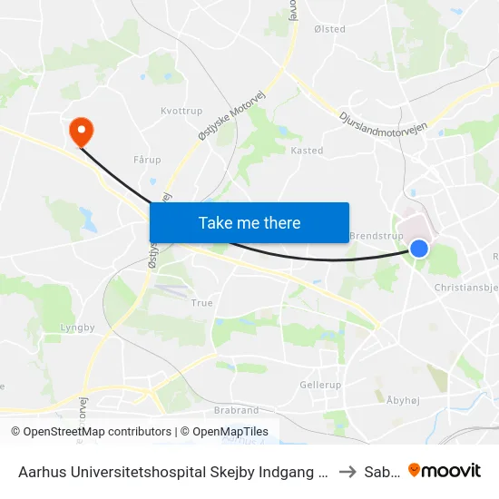 Aarhus Universitetshospital Skejby Indgang B/C/D to Sabro map