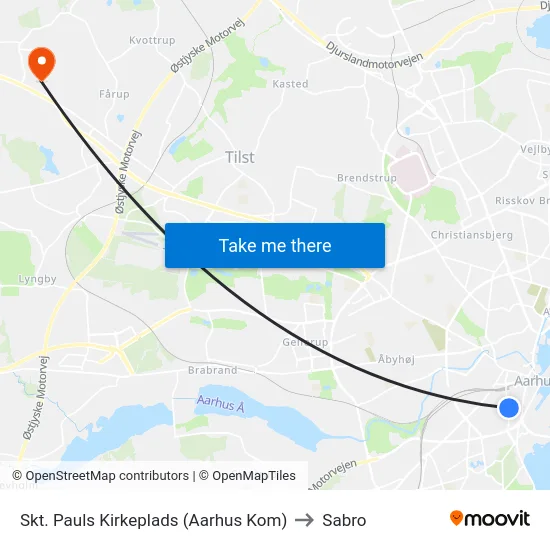 Skt. Pauls Kirkeplads (Aarhus Kom) to Sabro map