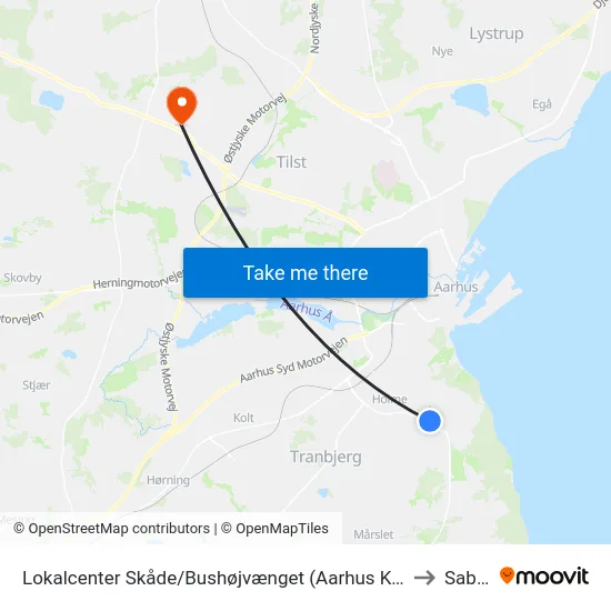 Lokalcenter Skåde/Bushøjvænget (Aarhus Kom) to Sabro map