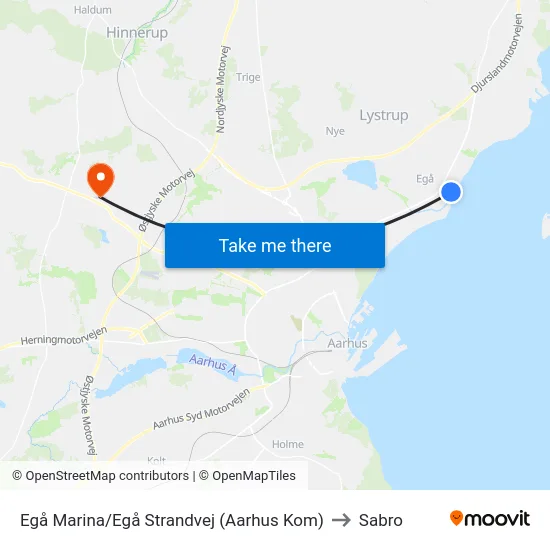 Egå Marina/Egå Strandvej (Aarhus Kom) to Sabro map