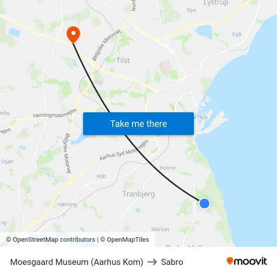 Moesgaard Museum (Aarhus Kom) to Sabro map