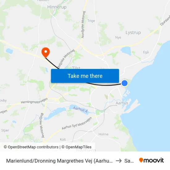 Marienlund/Dronning Margrethes Vej (Aarhus Kom) to Sabro map