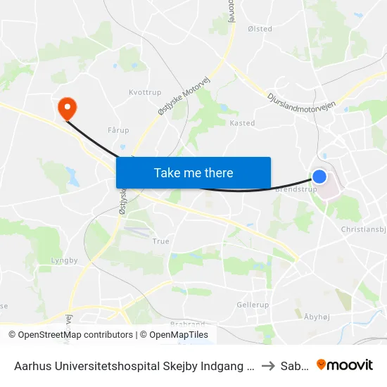 Aarhus Universitetshospital Skejby Indgang I/J to Sabro map