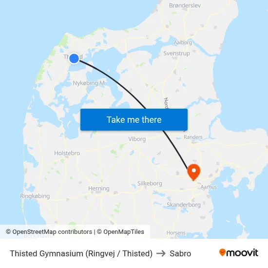 Thisted Gymnasium (Ringvej / Thisted) to Sabro map