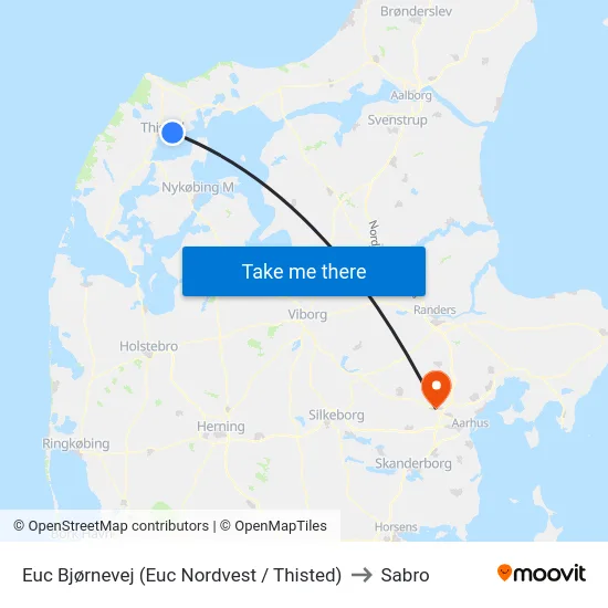 Euc Bjørnevej (Euc Nordvest / Thisted) to Sabro map