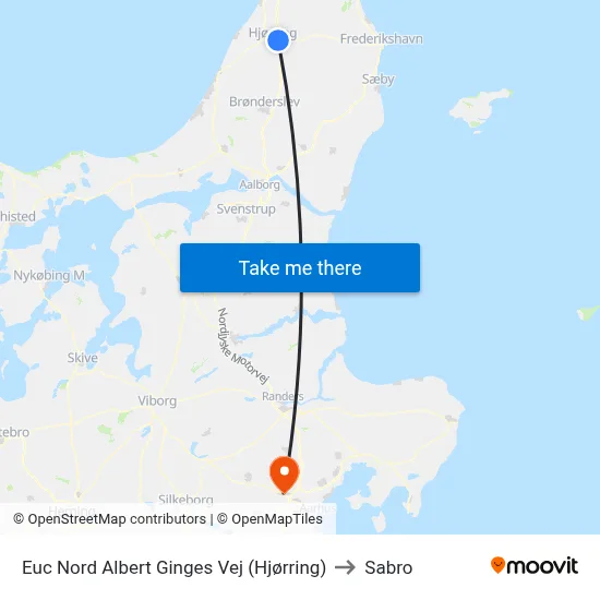 Euc Nord Albert Ginges Vej (Hjørring) to Sabro map