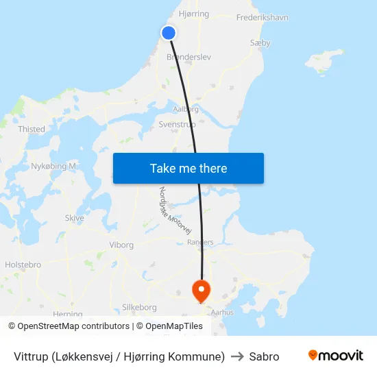 Vittrup (Løkkensvej / Hjørring Kommune) to Sabro map