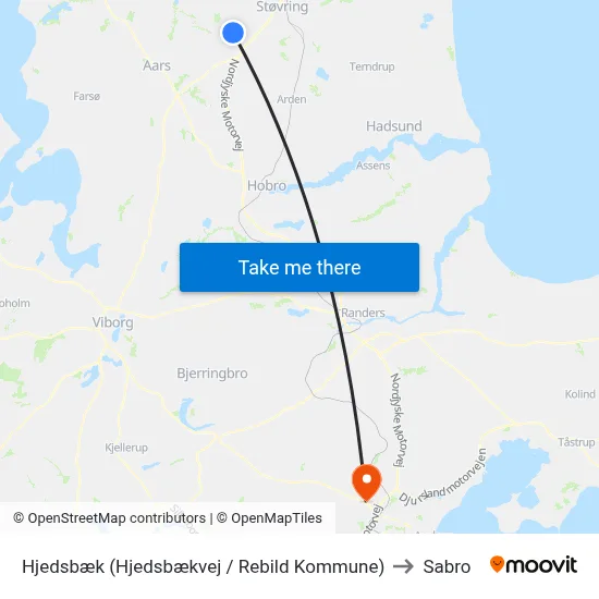 Hjedsbæk (Hjedsbækvej / Rebild Kommune) to Sabro map