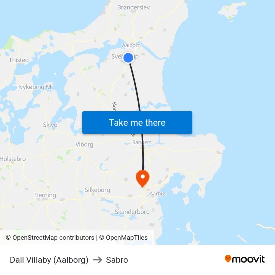 Dall Villaby (Aalborg) to Sabro map