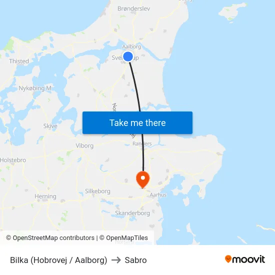 Bilka (Hobrovej / Aalborg) to Sabro map