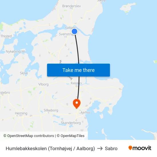 Humlebakkeskolen (Tornhøjvej / Aalborg) to Sabro map
