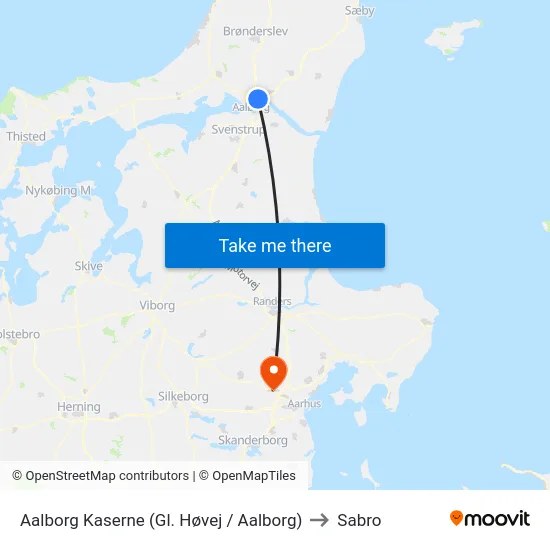 Aalborg Kaserne (Gl. Høvej / Aalborg) to Sabro map