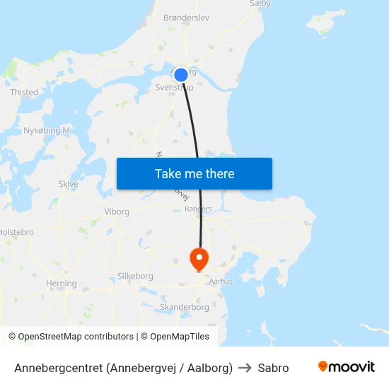 Annebergcentret (Annebergvej / Aalborg) to Sabro map