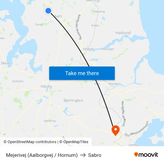 Mejerivej  (Aalborgvej / Hornum) to Sabro map