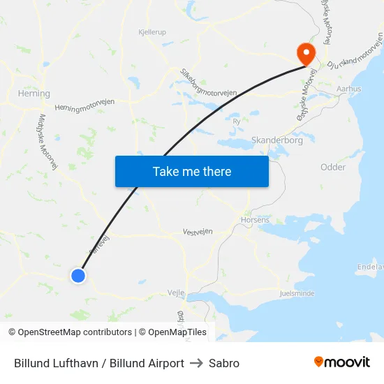 Billund Lufthavn / Billund Airport to Sabro map