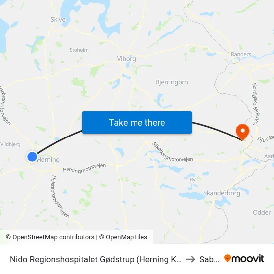 Nido Regionshospitalet Gødstrup (Herning Kom) to Sabro map