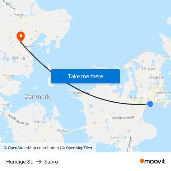Hundige St. to Sabro map