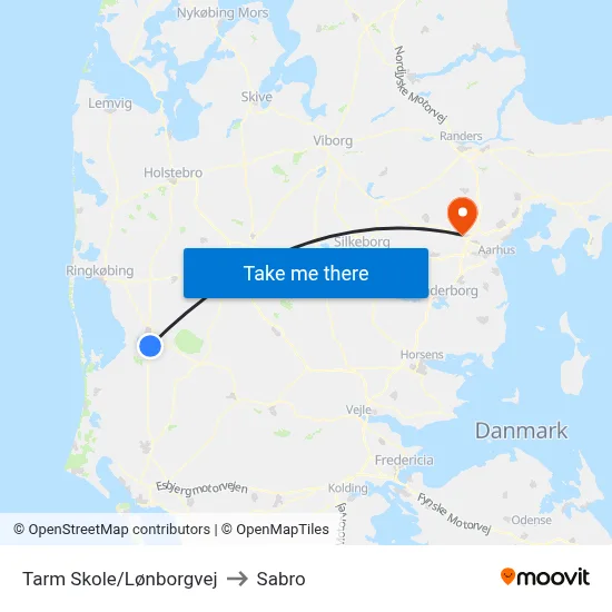 Tarm Skole/Lønborgvej to Sabro map