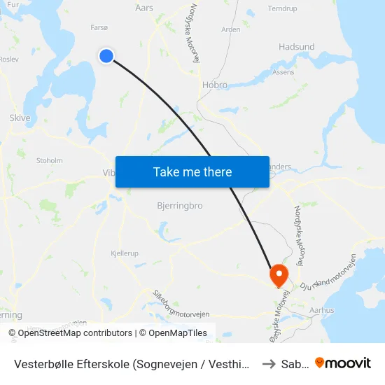 Vesterbølle Efterskole (Sognevejen / Vesthimmerl) to Sabro map