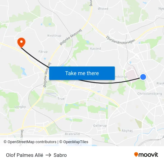 Olof Palmes Allé to Sabro map