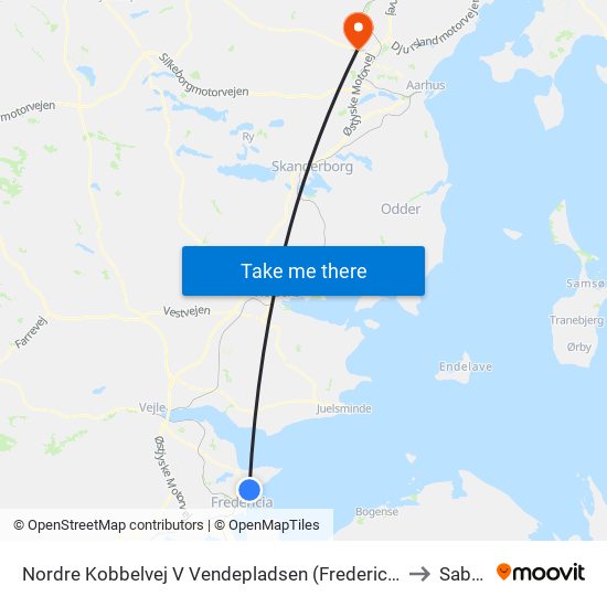 Nordre Kobbelvej V Vendepladsen (Fredericia) to Sabro map