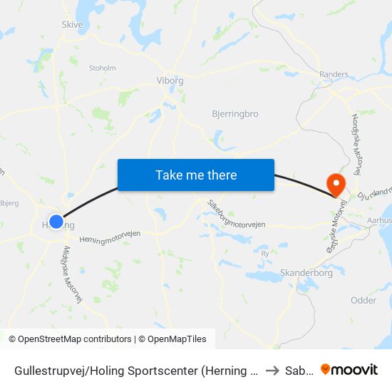 Gullestrupvej/Holing Sportscenter (Herning Kom) to Sabro map