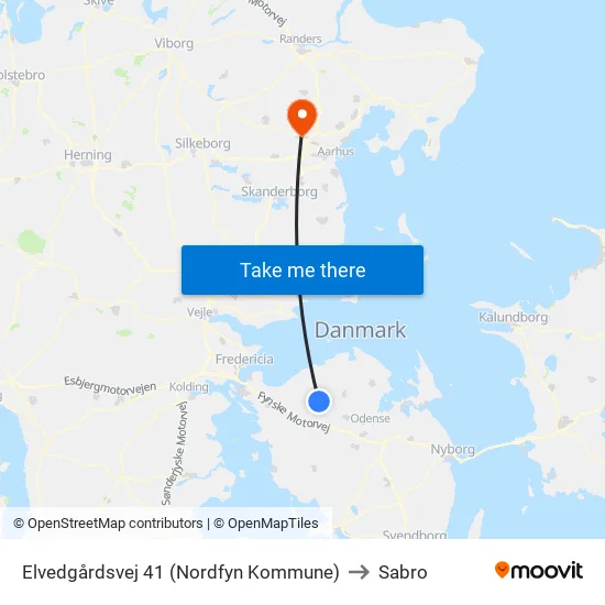 Elvedgårdsvej 41 (Nordfyn Kommune) to Sabro map