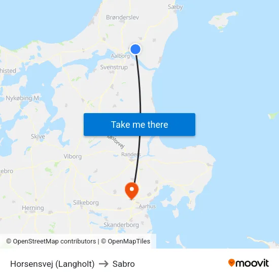 Horsensvej (Langholt) to Sabro map