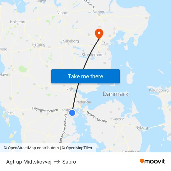 Agtrup Midtskovvej to Sabro map