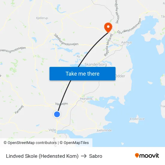 Lindved Skole (Hedensted Kom) to Sabro map