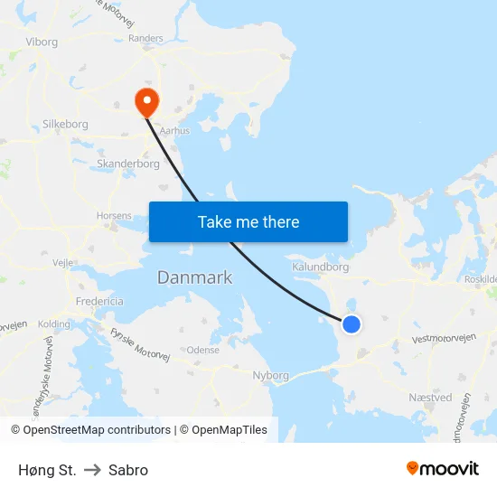 Høng St. to Sabro map