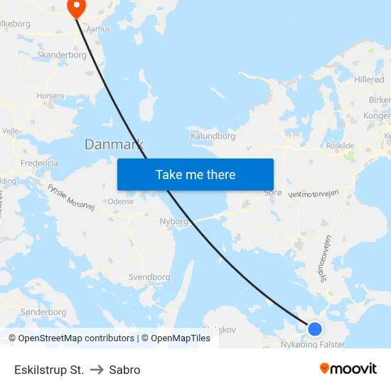 Eskilstrup St. to Sabro map