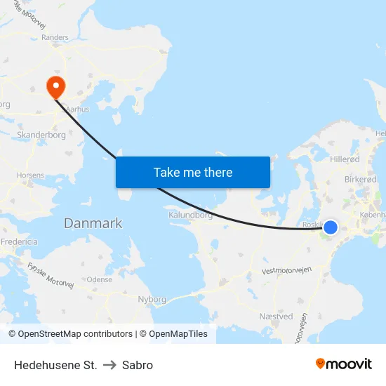 Hedehusene St. to Sabro map